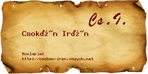 Csokán Irén névjegykártya